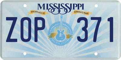 MS license plate ZOP371