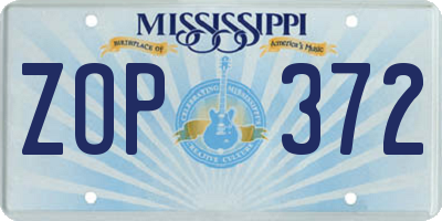 MS license plate ZOP372