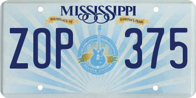 MS license plate ZOP375