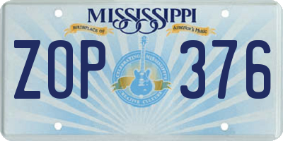 MS license plate ZOP376