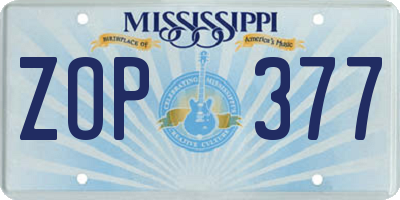 MS license plate ZOP377