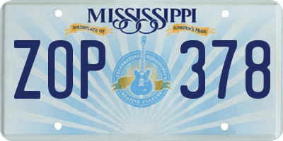 MS license plate ZOP378