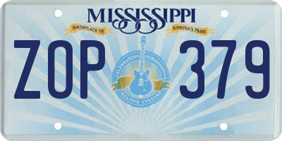 MS license plate ZOP379