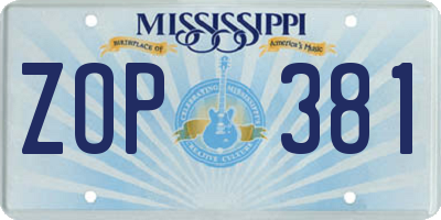 MS license plate ZOP381