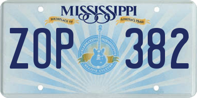 MS license plate ZOP382