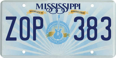 MS license plate ZOP383