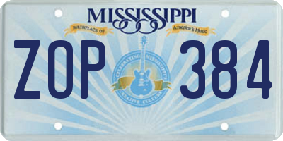 MS license plate ZOP384