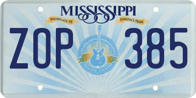 MS license plate ZOP385