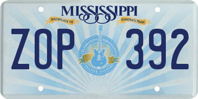 MS license plate ZOP392