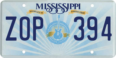 MS license plate ZOP394