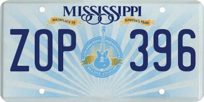 MS license plate ZOP396