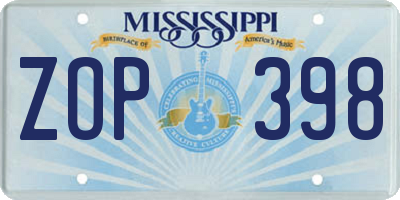 MS license plate ZOP398