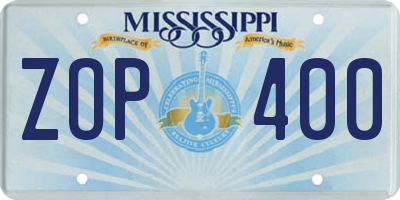 MS license plate ZOP400