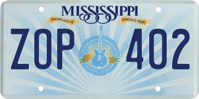 MS license plate ZOP402