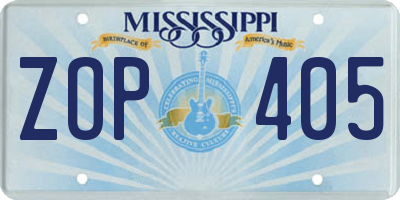 MS license plate ZOP405