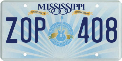 MS license plate ZOP408