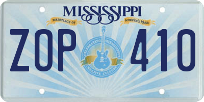 MS license plate ZOP410