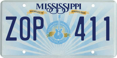 MS license plate ZOP411