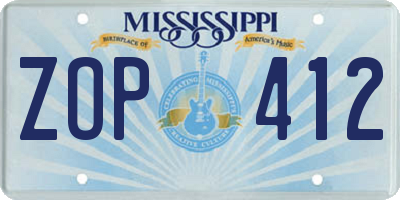 MS license plate ZOP412