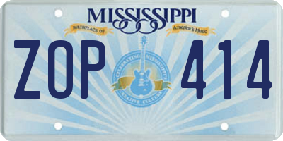 MS license plate ZOP414