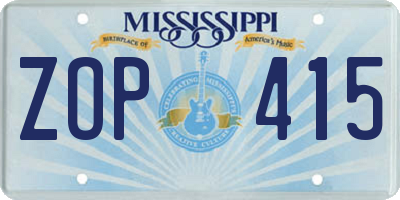 MS license plate ZOP415