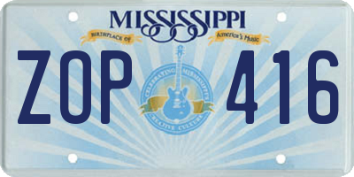 MS license plate ZOP416