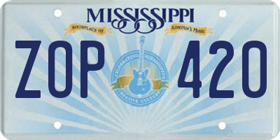 MS license plate ZOP420