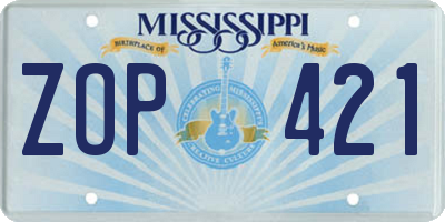 MS license plate ZOP421
