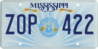 MS license plate ZOP422