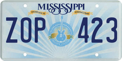MS license plate ZOP423
