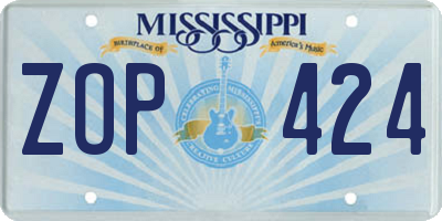MS license plate ZOP424