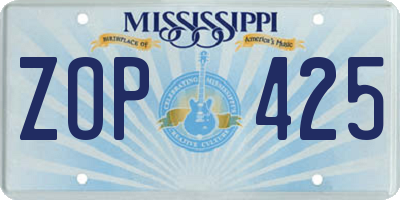 MS license plate ZOP425