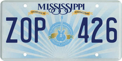 MS license plate ZOP426