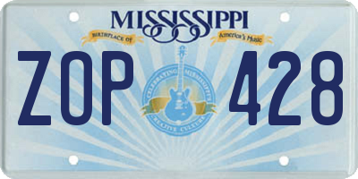 MS license plate ZOP428