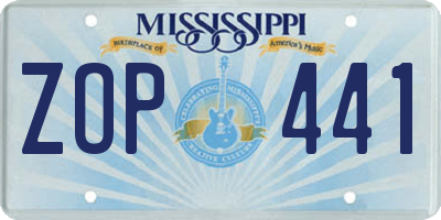 MS license plate ZOP441