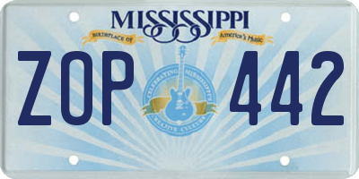 MS license plate ZOP442