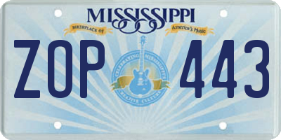 MS license plate ZOP443