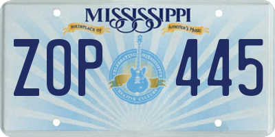 MS license plate ZOP445