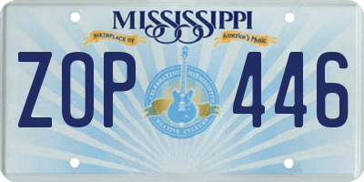 MS license plate ZOP446