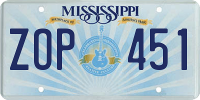 MS license plate ZOP451