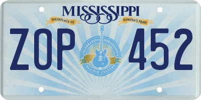 MS license plate ZOP452