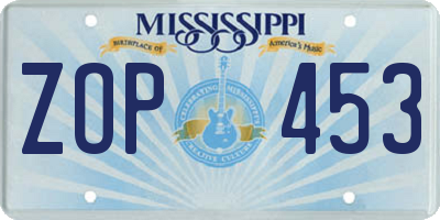 MS license plate ZOP453