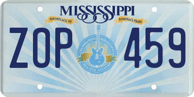MS license plate ZOP459