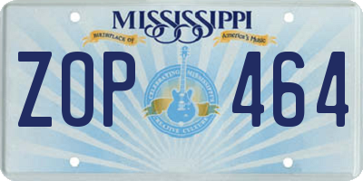 MS license plate ZOP464