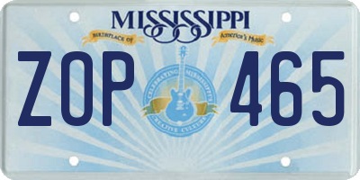 MS license plate ZOP465