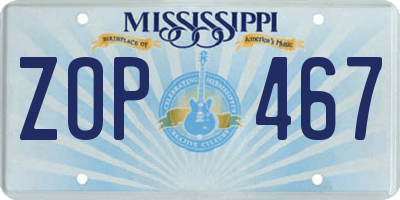 MS license plate ZOP467