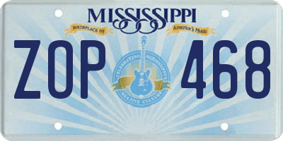 MS license plate ZOP468