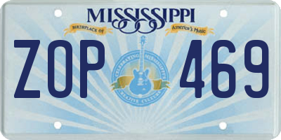 MS license plate ZOP469