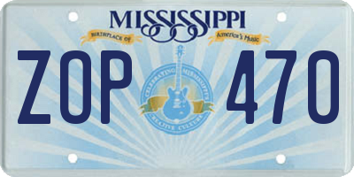 MS license plate ZOP470