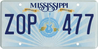 MS license plate ZOP477